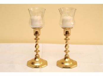 Pair Of Brass Candle Votives