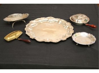 Antique Silver Plate Including Crumber And Silent Butler