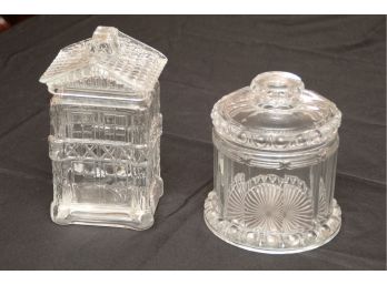Pair Of Glass Covered Jars