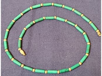 Malachite And 14k Gold Necklace Jewelry Lot 39