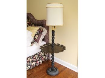 Twisted Metal Lamp Table With Tassels And Etched Metal Base 24 X 64
