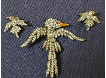 Bird Earrings And Brooch Jewelry Lot 36