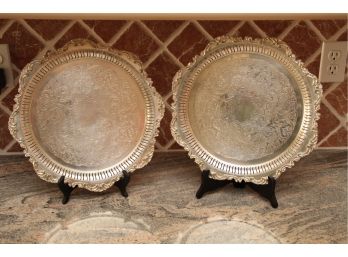 Matching Antique Victorian Silverplate Platters