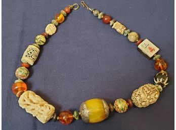 Ivory And Jade Asian Necklace Jewelry Lot 44