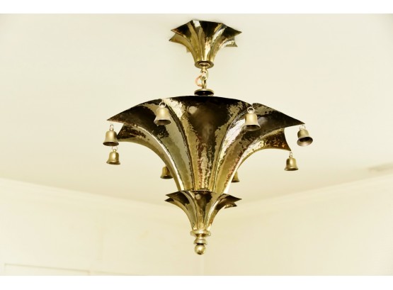 Art Deco Copper Pendant Light 18' Wide 22' Drop