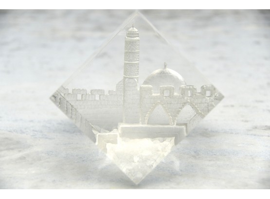 Lucite Israel Paperweight