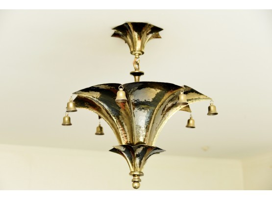 Art Deco Copper Pendant Light 18' Wide 22' Drop