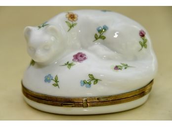Limoges Porcelain Cat Trinket Box