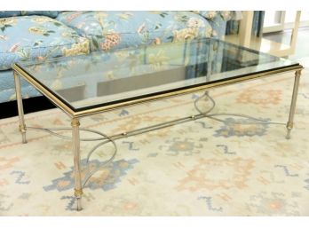 Chrome And Beveled Glass Coffee Table