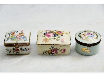 Trio Of Porcelain Trinket Boxes