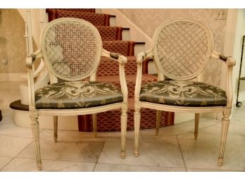 Pair Of French Victorian Cane Back Side Chairs 24 X 22 X 38