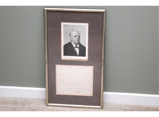 Henry Ward Beecher Signed Letter Dated 1850 Framed 10' X 17'