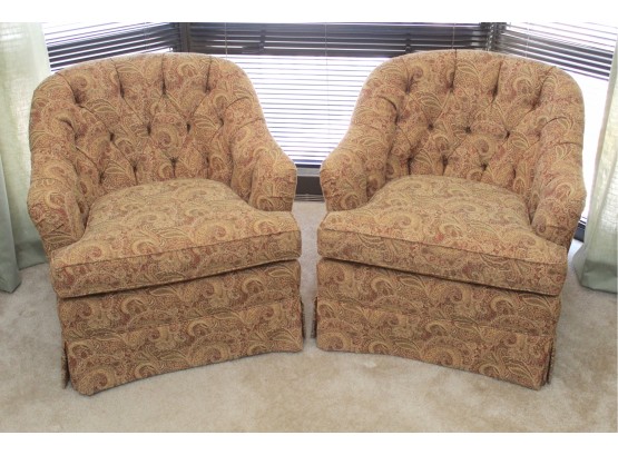 Pair Of Matching Tufted Back Side Chairs 30 X 27 X 29.5