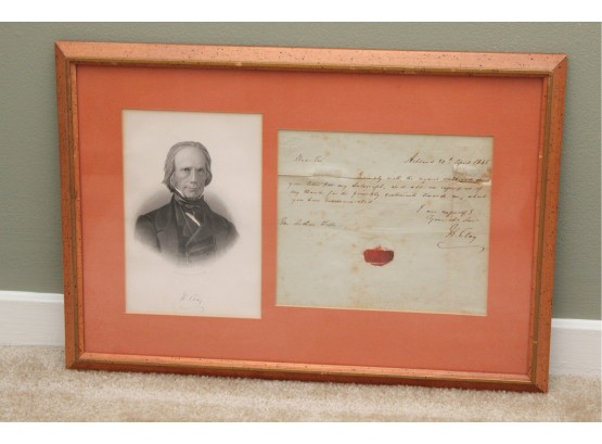 Henry Clay Signed Letter Dated 1845 Framed 17' X 12'
