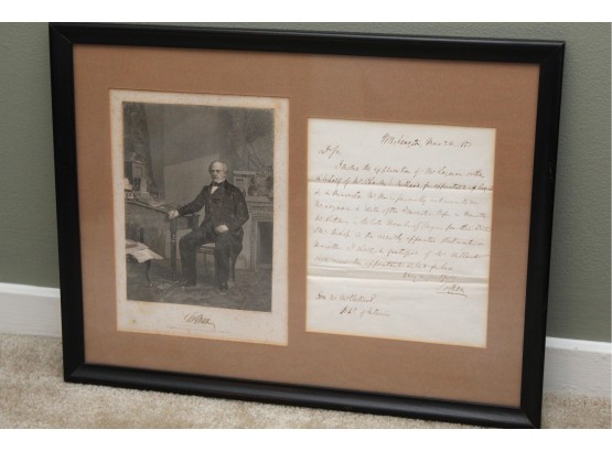 Salmon P. Chase Signed Letter Dated 1853 Framed 18' X 14'