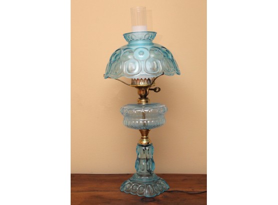 Blue Glass Hurricane Lamp READ
