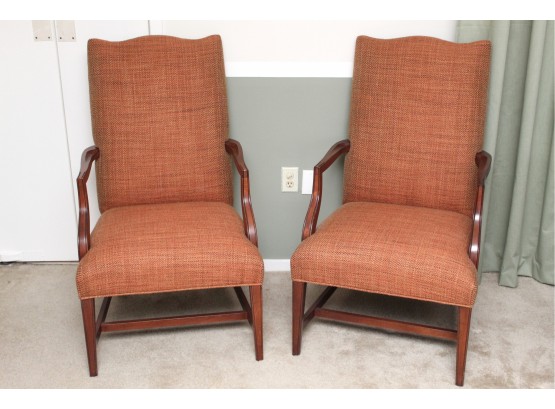 Matching Pair Of Custom Upholstered Martha Washington Side Chairs 24 X 24 X 43