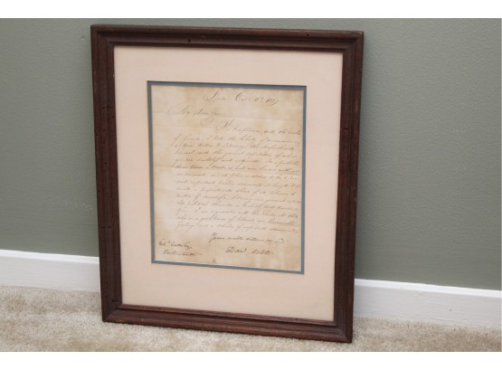 Daniel Webster Signed Letter Dated 1867 Framed 13' X 16'