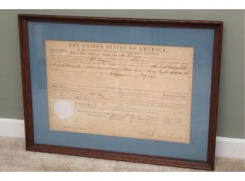 Franklin Pierce Signed Land Deed Dated 1855 Framed 20' X 15'