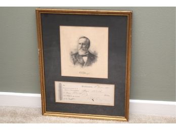 Rutherford B. Hayes Signed Check Dated 1866 Framed 12' X 15'