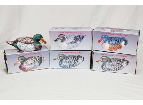 Lot Of 5 Ceramic Duck Trinket Boxes