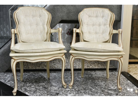 French Provincial Hand Carved Arm Chairs 24 X 18 X 37.5