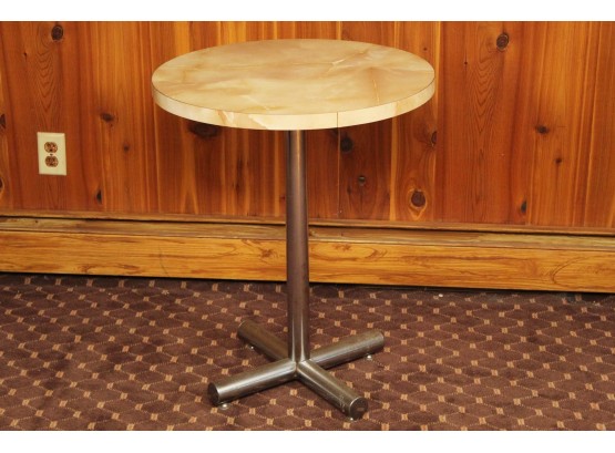 MCM Chrome Base Round Formica Table 23 X 23 X 29