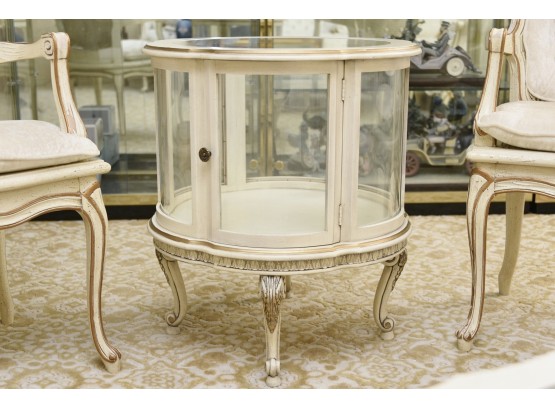 French Provincial Round Glass Display Side Table 23.5 X 25.5