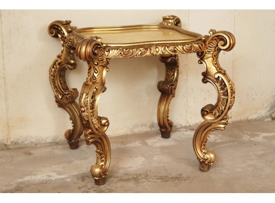 Faux Stone Gold Gilt Side Table 25 X 25 X 23