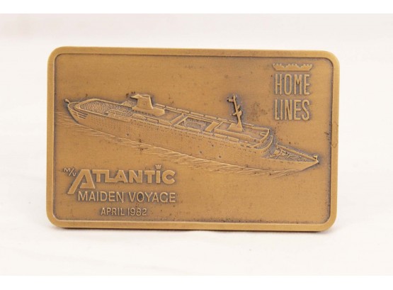 M/v Atlantic Maiden Voyage April 1982 Home Lines Paperweight