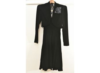 Funky Black Velvet Jacket And Dress Womans Size 6