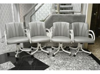 Milo Baughman Style MCM Rolling Gray Leather Chairs By Precision Furniture Inc  21 X 20 X 33 (Set 1)