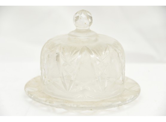 Leaded Cut Glass Covered Cheese Dish