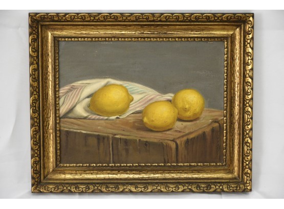 'Lemons' Original Oil On Canvas Signed John Gardiner 16 X 13
