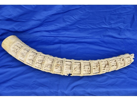 Incredible Indian Carved Ivory Tusk 36' Long