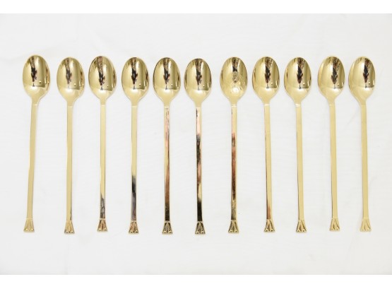 Eleven Vintage Gold Tone Iced Tea Spoons