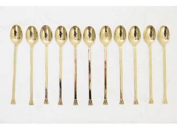 Eleven Vintage Gold Tone Iced Tea Spoons