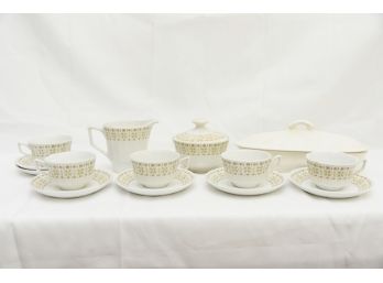 Ironstone Pontesa Cups, Saucers And Serving Pieces
