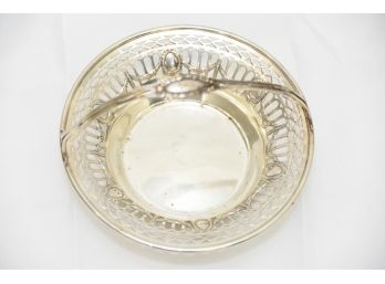 Sterling Silver Basket Handle Round Dish 137 Grams