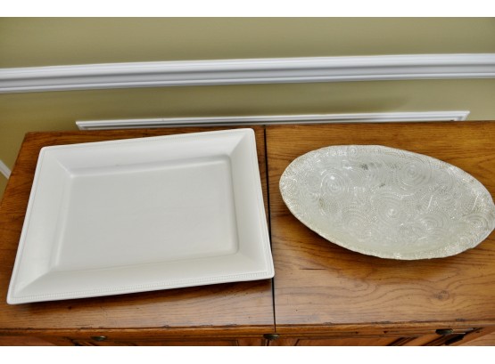 Crate & Barrel Serving Tray With Decorative Bowl