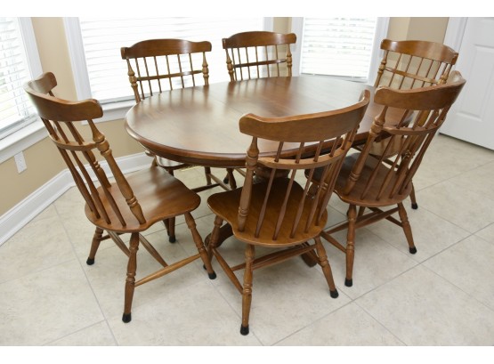 Thomasville Oak Kitchen Table & Six Thomasville Oak Windsor Chairs