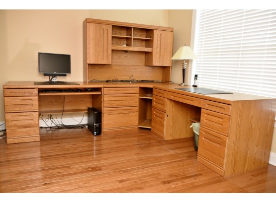 Home Office Corner Double Desk Unit
