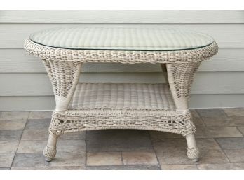 Wicker Coffee Table With Glass Top 32 X 22 X 18
