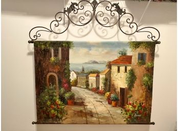 Tapestry On  Antique Brass Frame - 47' X 34', Add 16' For Top Frame