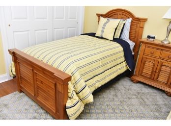 Pine Twin Bed With Sealy Mattress & Bedding Included (Left)