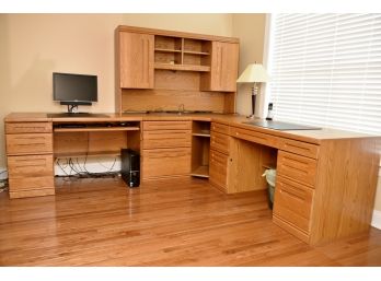 Home Office Corner Double Desk Unit