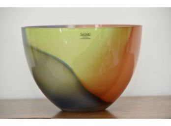 Sasaki Hand Crafted Swirl Glass Large Bowl