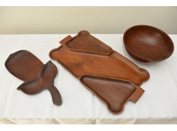 MCM Wooded Platters And Bowls