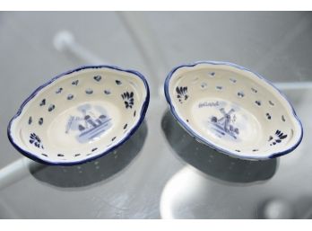 Pair Of Blue Holland Dishes