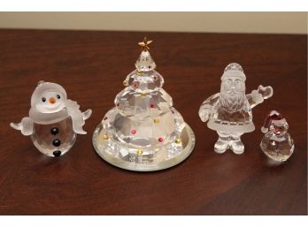Swarovski Crystal Santa Claus, Christmas Tree, Snowman Figurines